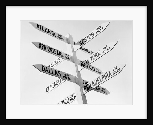 Sign Post W/Distances To Major Cities by Anonymous
