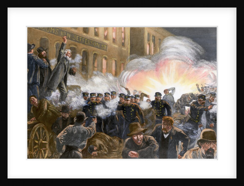 Illustration of Haymarket Riot in Chicago by T. de Thulstrup