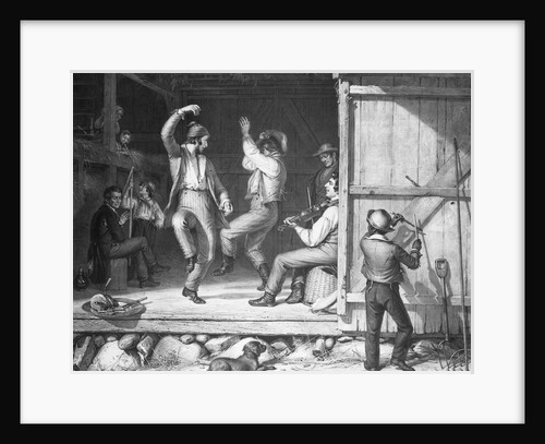 Two Men Barn Dancing With Fiddler by Anonymous