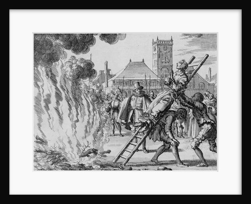 Anneken Hendriks Being Hoisted to the Fire by Jan Luyken