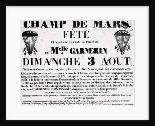 Poster For Parachute Descent Of Garnerin by Anonymous