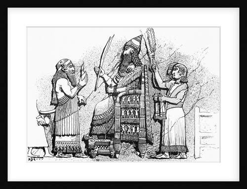 Illustration Of Sennacherib On Throne by Anonymous