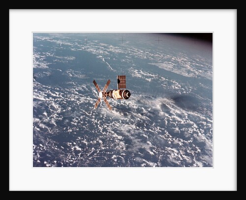 Skylab Space Station in Orbit Over Earth by Anonymous