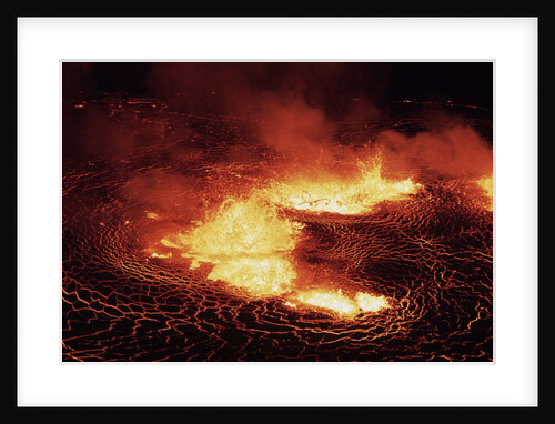 Night View Of Lava Erupting Out-Crater by Anonymous