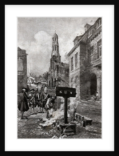 Illustration of Colonists Burning Newspaper in Street by Anonymous