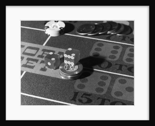 Chips and Dice on Craps Table by Anonymous