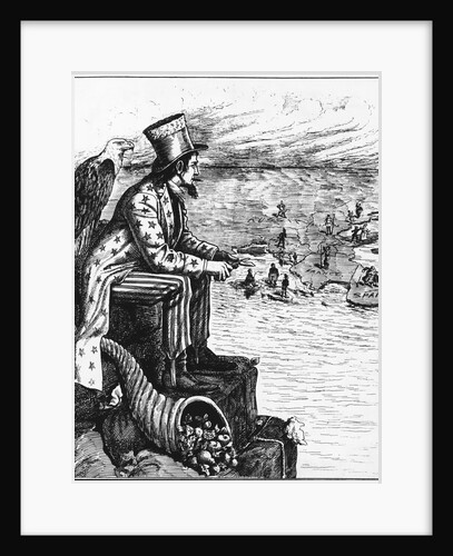 Political Cartoon of Uncle Sam Viewing Europe from Pedestal by Anonymous