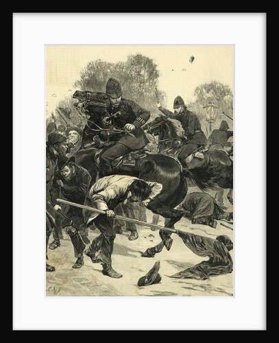 Mounted Police Tangle with Mob by Anonymous