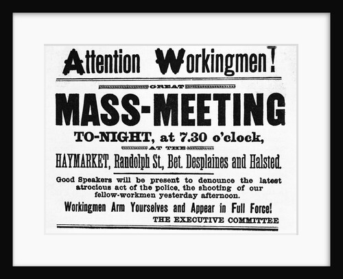 Poster for Haymarket Mass Meeting by Anonymous