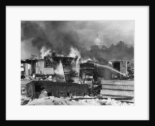 Shacks of Bonus Army Burning in Washington DC by Anonymous