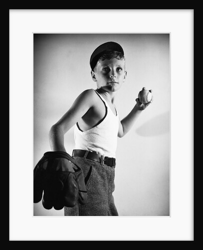 Boy with Baseball and Glove by Anonymous