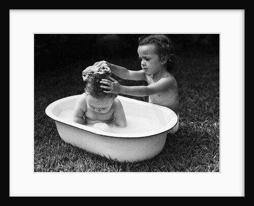 Baby Siblings Taking a Bath by Anonymous