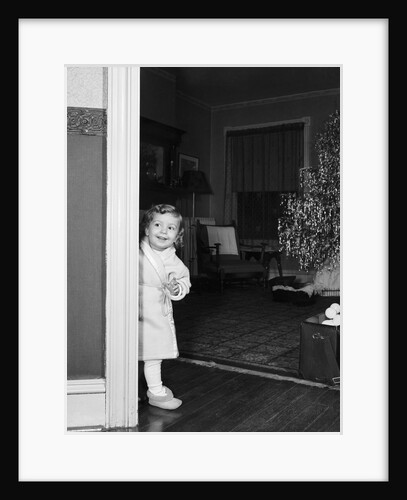 Girl and Christmas Tree by Anonymous