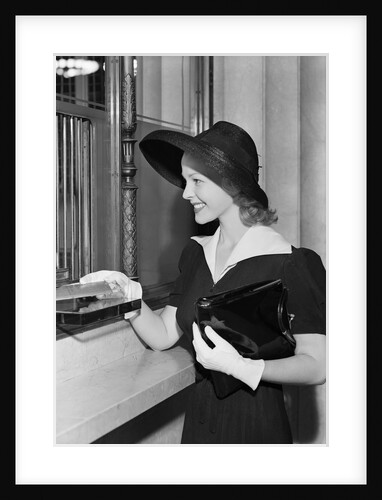 Young Woman At Bank Teller'S Window by Anonymous