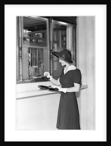 Woman At Bank Teller Window by Anonymous