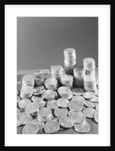 Stacks Of American Silver Dollars by Anonymous