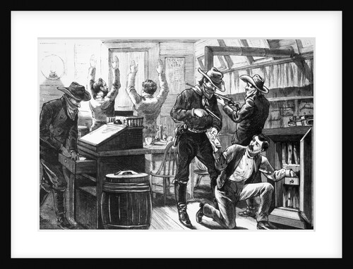 Illustraiton of a Holdup in a Western Store by Anonymous