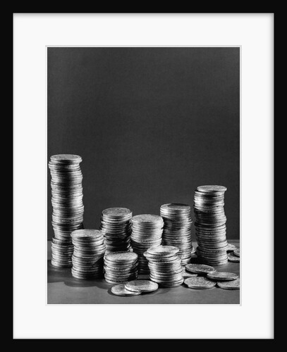Stacks of Tarnished Silver Dollars by Anonymous