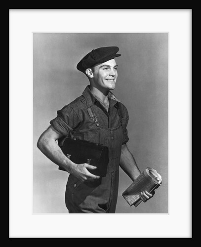 Worker In Overalls W/Lunchbox & Paper by Anonymous