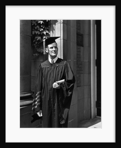 Princeton University Graduate in Gown and Mortarboard by Anonymous