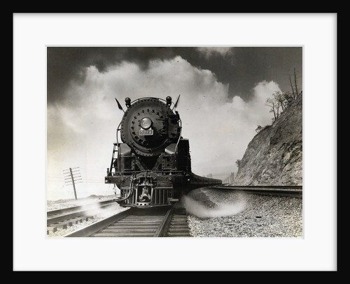 Steam Locomotive Chugging Down Track by Anonymous