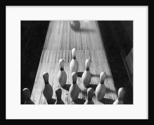 Bowling Ball Rolling Toward Pins by Anonymous