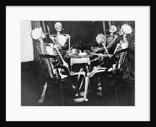 Skeletons Smoking While Playing Bridge by Anonymous