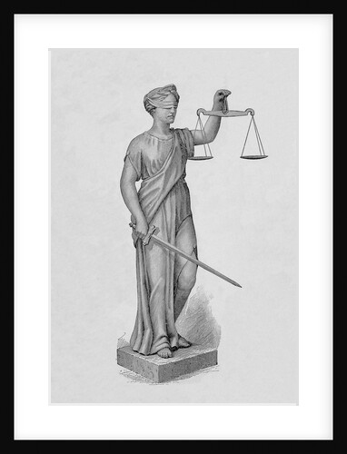 Engraving of Statue of Justice Holding the Scales by Anonymous