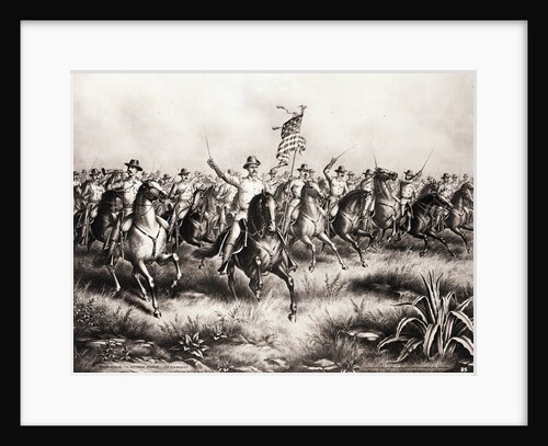 Lithograph of Theodore Roosevelt and the Rough Riders Charging San Juan Hill by Anonymous