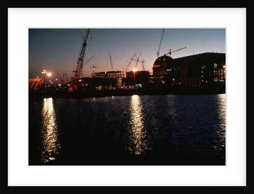 Nuclear Plant Silhouetted Against Sunset by Anonymous