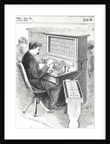 Print of a Man at an Electrical Tabulation Machine by Anonymous