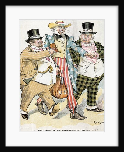 Illustration of Trusts & Monopolies Pickpocketing Uncle Sam by J.C. Taytor
