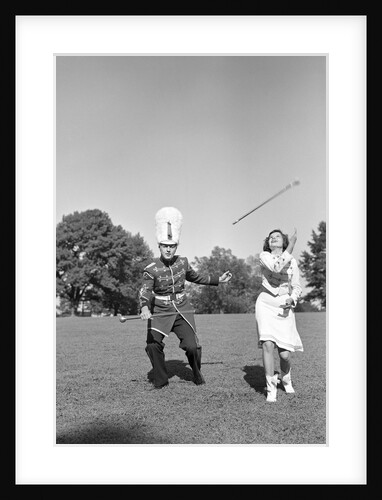 Band Members Twirling Batons by Anonymous