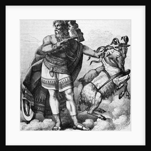 Illustration of the Norse God Thor with Chariot and Goats by Anonymous