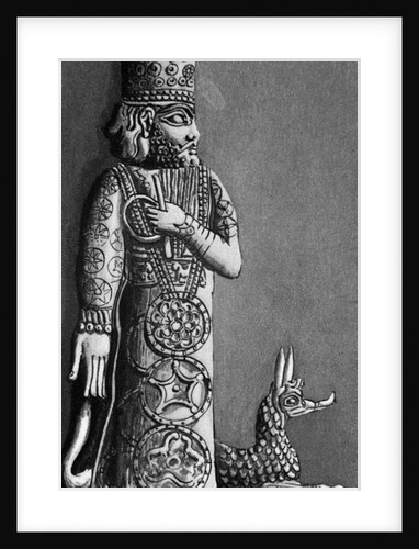 Illustration of Marduk, a Babylonian God, with a Dragon by Anonymous