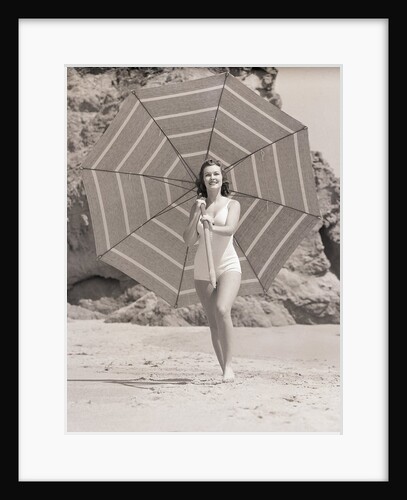 Woman Parades with Large Umbrella by Anonymous