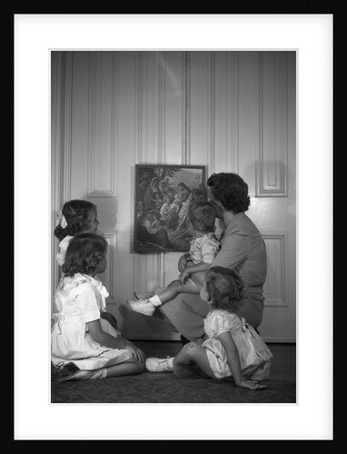 Woman with Children Looking at Picture by Anonymous