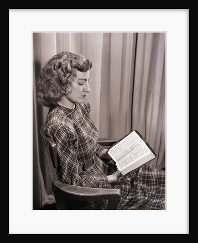Seated Woman Reading Bible by Anonymous