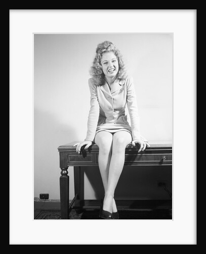 Woman Seated on Desk by Anonymous