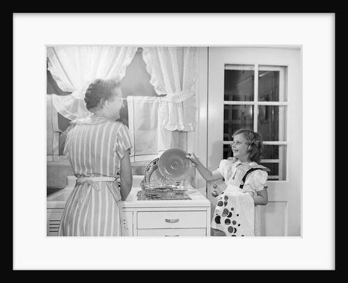 Mother and Daughter Doing Dishes by Anonymous