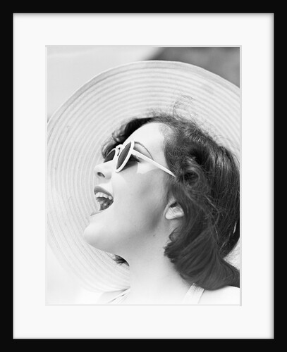 Woman with Sunglasses Wearing Straw Hat by Anonymous