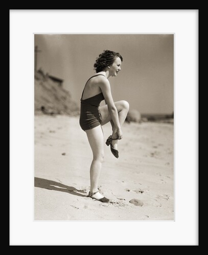 Woman Wearing Sandals at the Beach by Anonymous