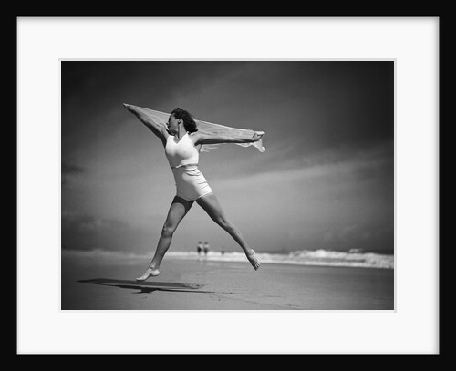 Woman Leaping at the Beach by Anonymous