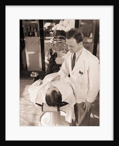 Man Being Shaved By Barber by Anonymous