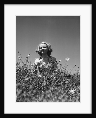 Woman in Wildflower Field by Anonymous