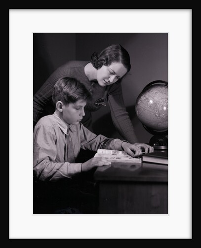 Mother Helping Son with Homework by Anonymous