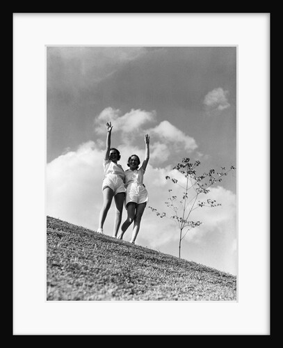 Twin Sisters Waving From Hilltop by Anonymous