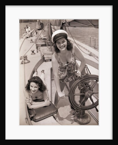 Women at the Helm of Sailboat by Anonymous