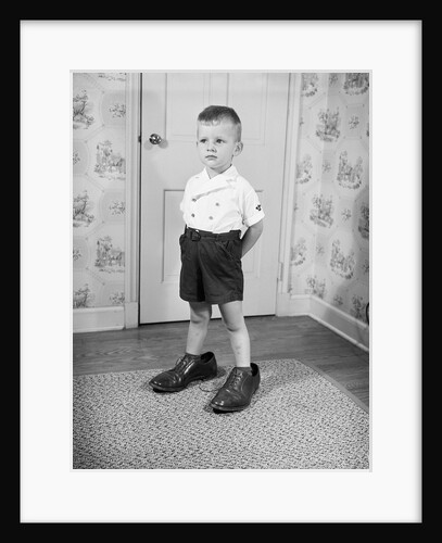 Boy Wearing Men's Shoes by Anonymous