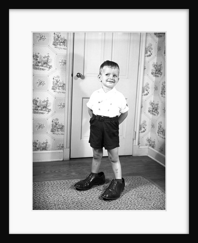 Boy Wearing Men's Shoes by Anonymous